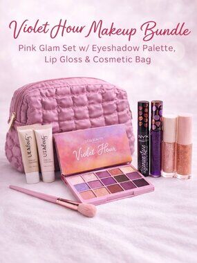 ULTA Makeup Bundle Set | Eyeshadow Palette, Lip Gloss, Bag | Glam | NYX